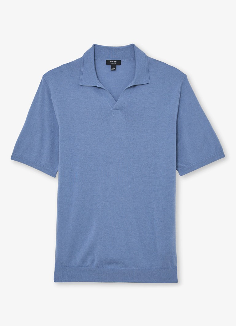 Reiss Heren Duchie regular fit polo van merino wol in de kleur Lichtblauw