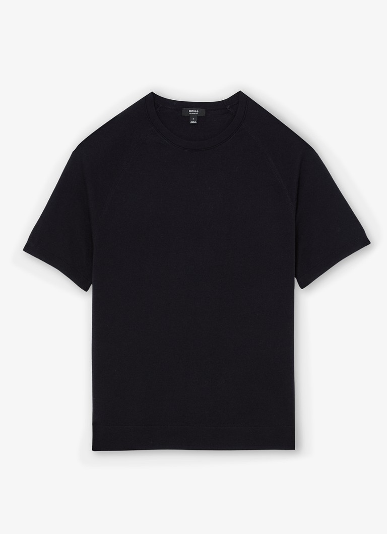 Reiss Heren Brook T-shirt van merino wol met ronde hals in de kleur Navy / Blauw