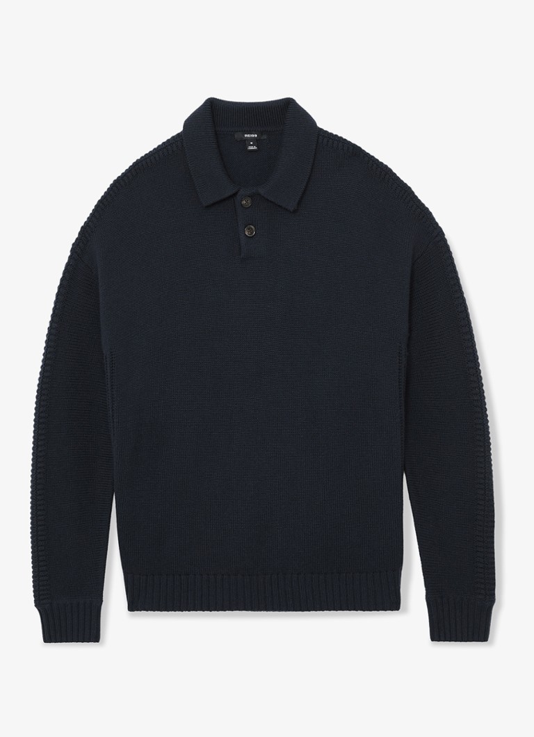 Reiss Heren Elm fijngbreide trui in wolblend met polokraag in de kleur Donkerblauw