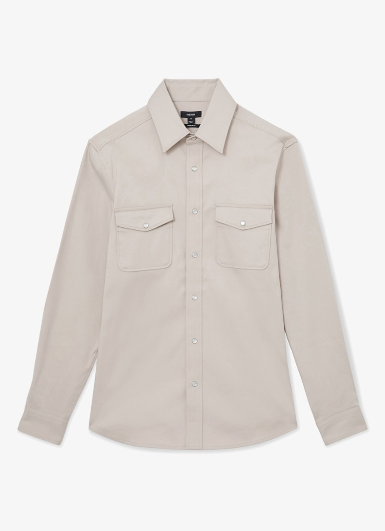Reiss Heren McRae overhemd met borstzakken in de kleur Beige