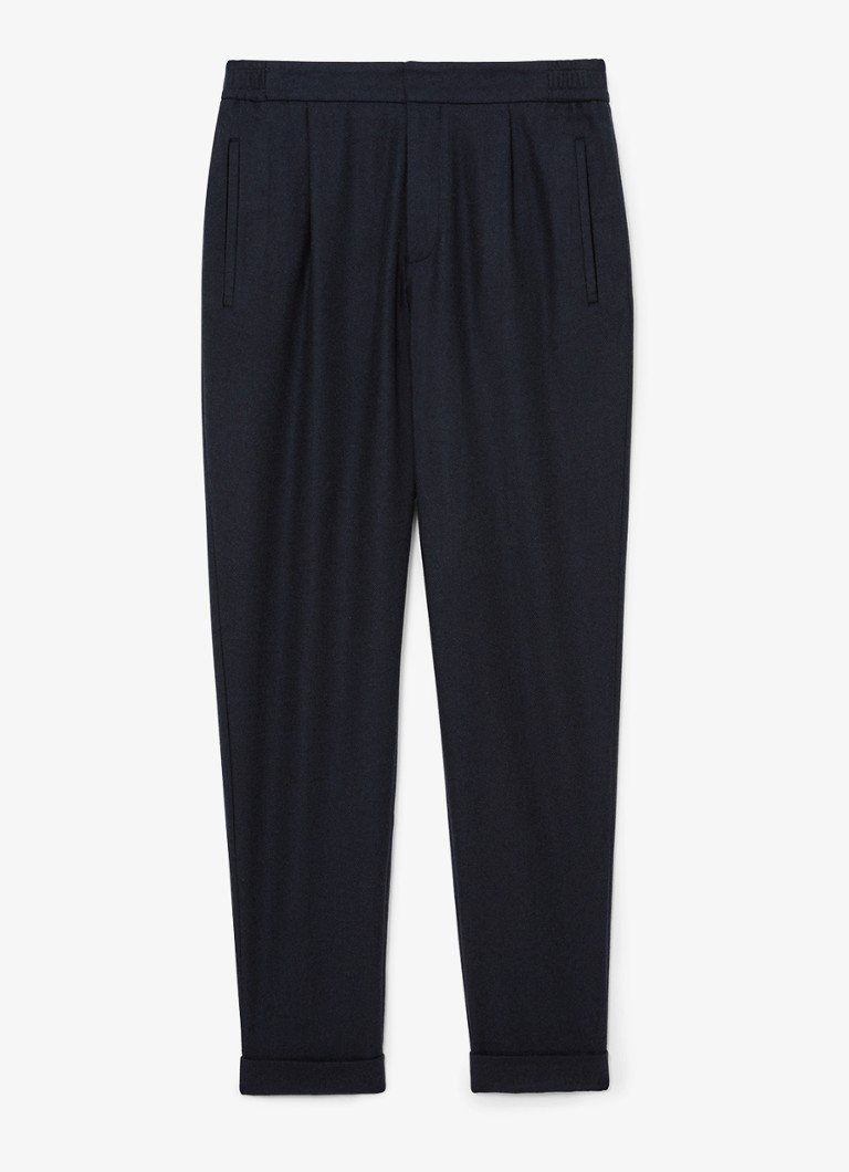 Reiss Heren Cooper pantalon in wolblend met paspelzakken in de kleur Donkerblauw