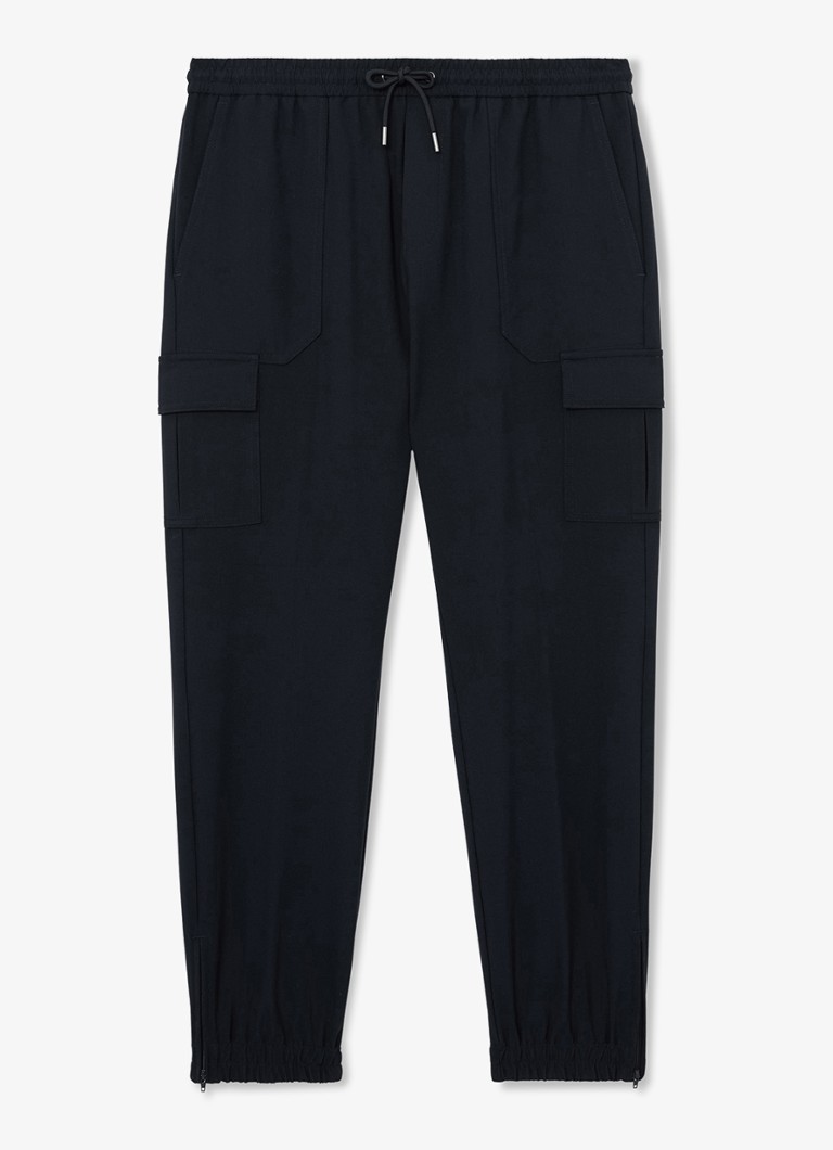 Reiss Heren Hidden tapered fit pantalon met klepzakken in de kleur Donkerblauw