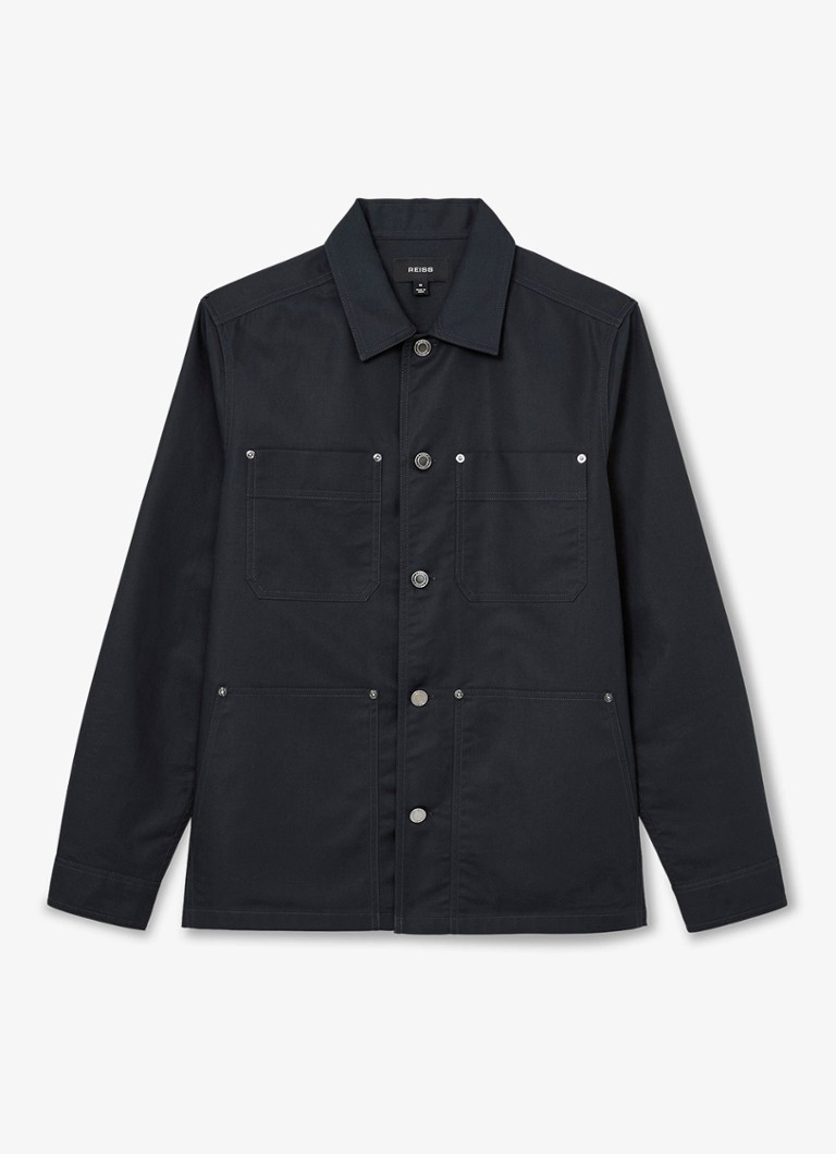 Reiss Heren Yorker overshirt met borstzakken in de kleur Indigo