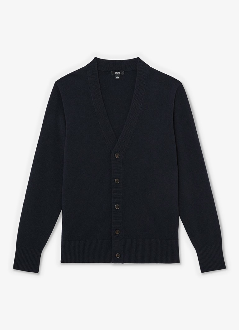Reiss Heren Fairclough fijngebreid vest van merino wol in de kleur Navy / Blauw