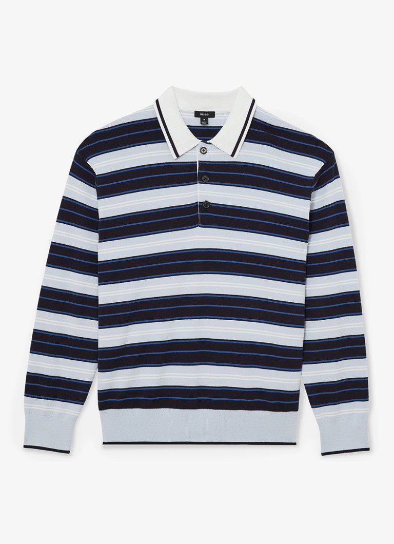 Reiss Heren Scrum fijngebreide trui met streepprint in de kleur Blauw