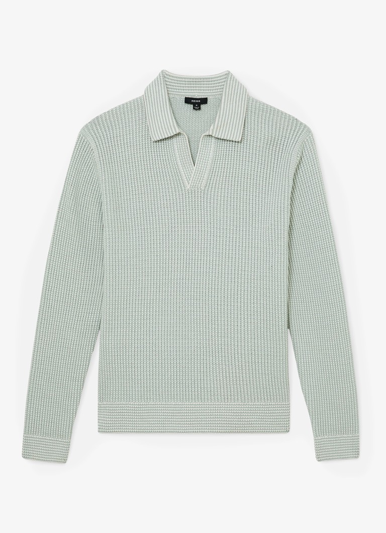 Reiss Heren Dunbar gebreide polo met ribstructuur in de kleur Lindegroen