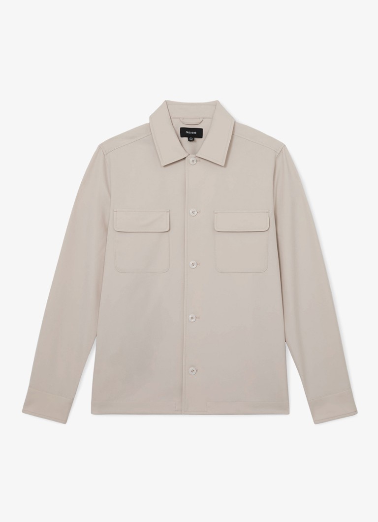 Reiss Heren Cleric regular fit overhemd met borstzakken in de kleur Stone / Beige