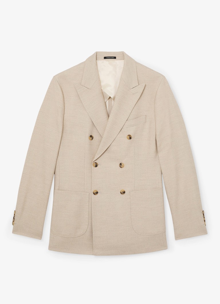 Reiss Heren Manci Double-breasted colbert met opgestikte zakken in de kleur Stone / Beige