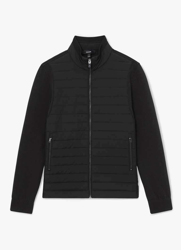 Reiss Heren Asher jack met quilt patroon in de kleur Black / Zwart