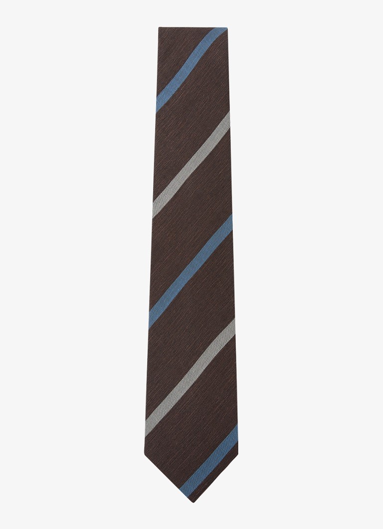 Reiss Heren Paolo stropdas met streepprint in de kleur Chocoladebruin