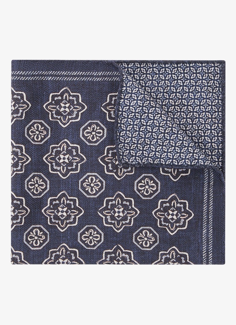 Reiss Heren Gian pochet van zijde met grafische print in de kleur Donkerblauw