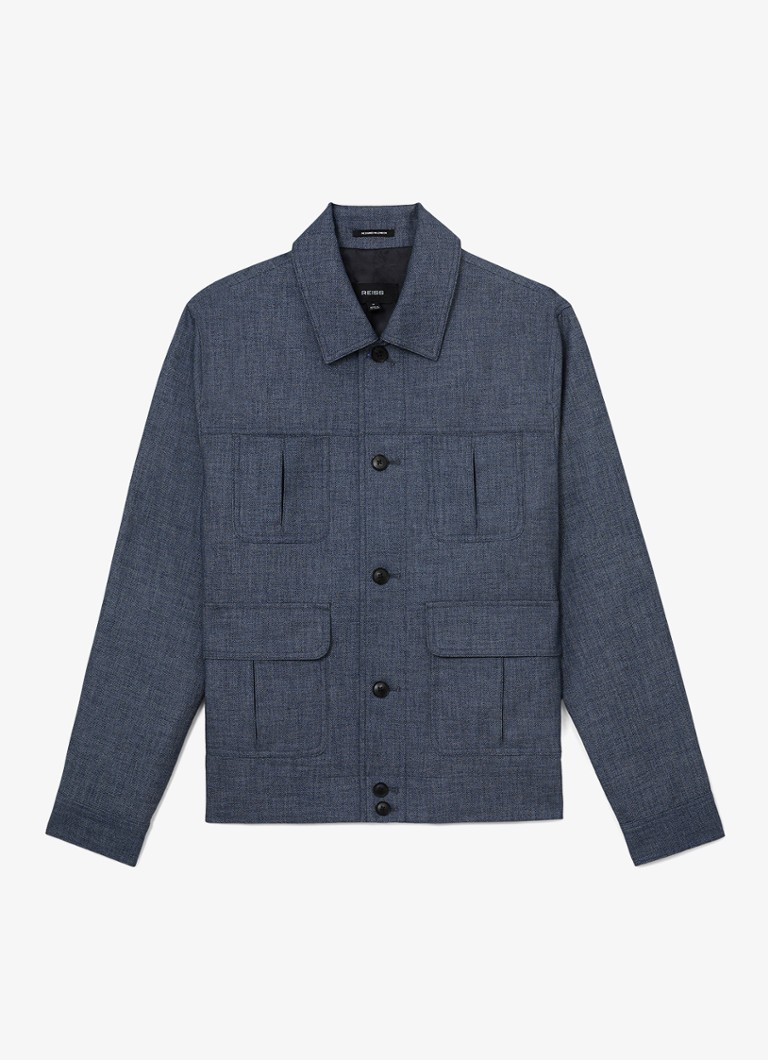 Reiss Heren Lagos jack met klepzakken in de kleur Airforce Blue / Blauw