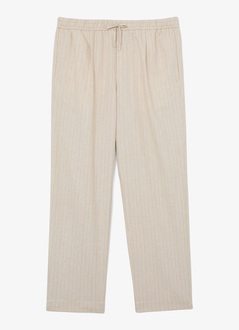 Reiss Heren Slayman tapered fit pantalon in linnenblend met krijtstreep in de kleur Gebroken wit
