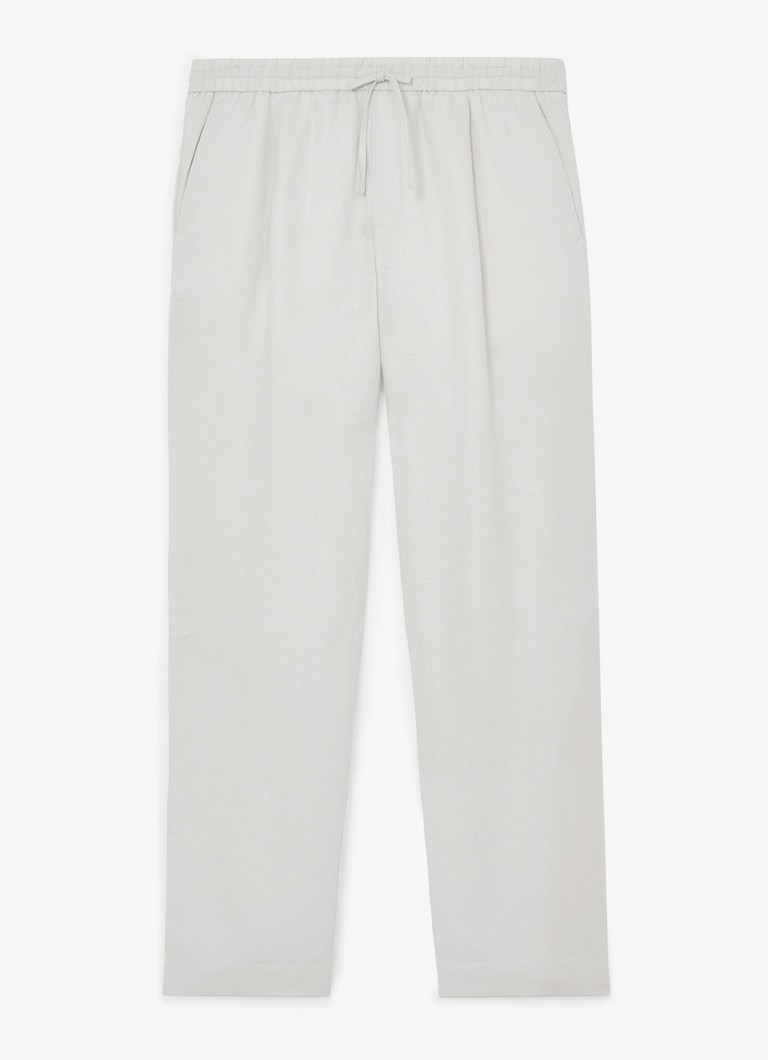 Reiss Heren Barges straight fit pantalon van linnen in de kleur Stone / Beige