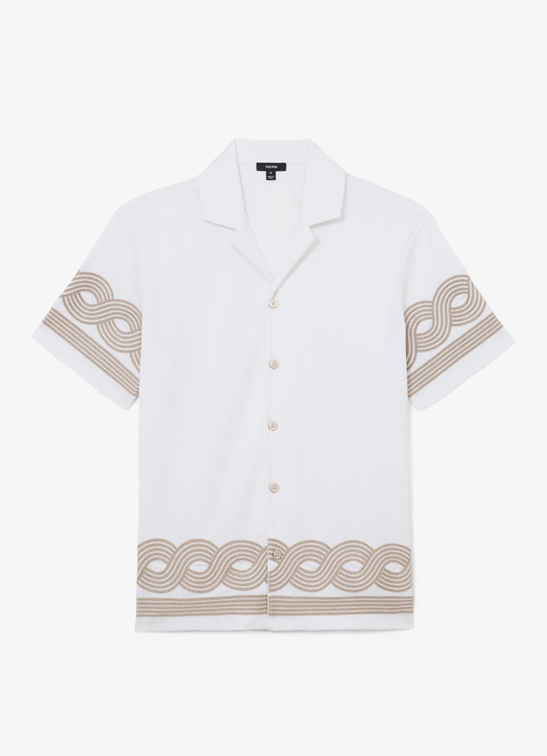 Reiss Heren Arden regular fit overhemd met borduring in de kleur White / Wit