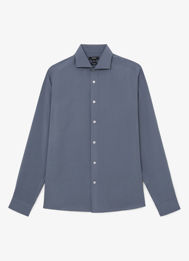 Reiss Heren Oscar regular fit overhemd in de kleur Blauwgrijs