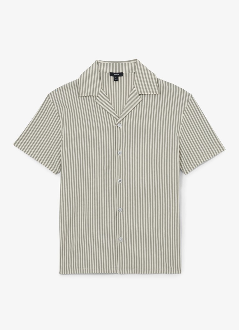 Reiss Heren Aurelia overhemd met streepprint in de kleur Khaki