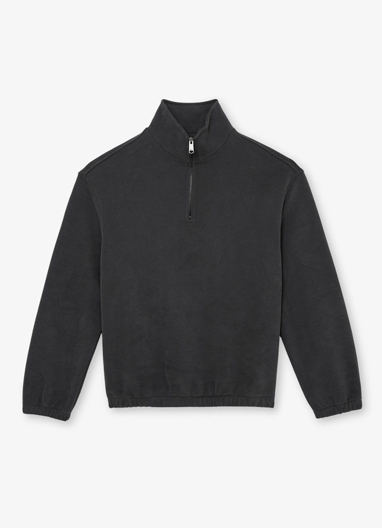 Reiss Heren Quinn sweater met halve rits in de kleur Zwart