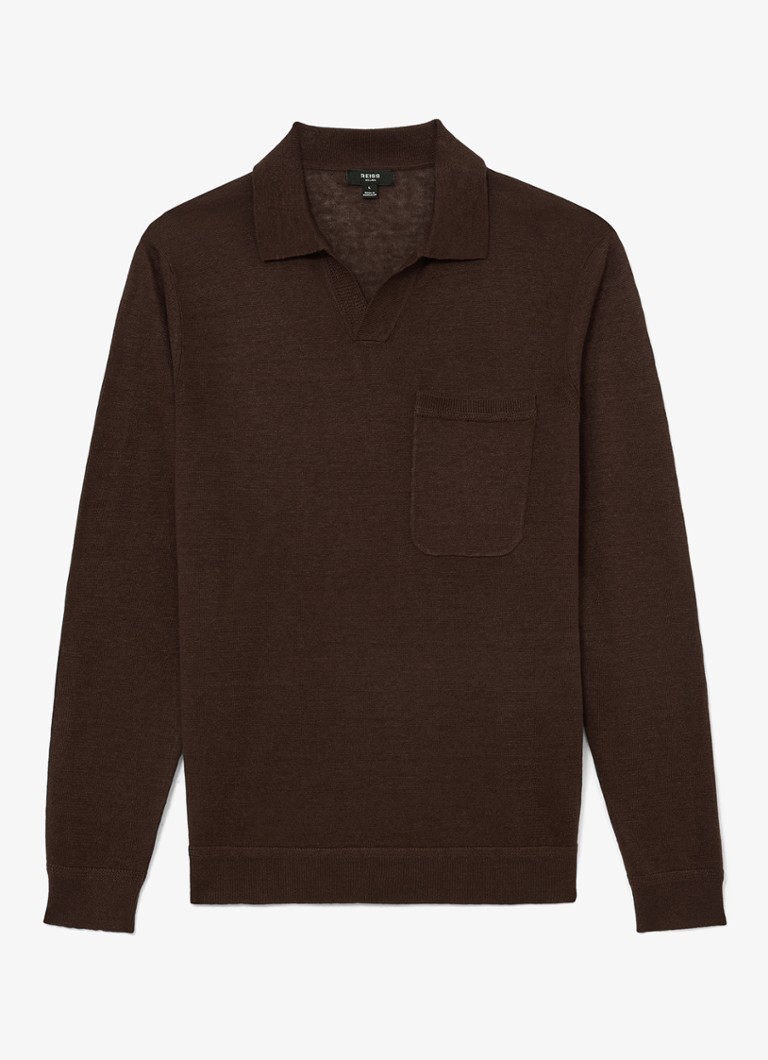 Reiss Heren Oaklands regular fit polo van linnen in de kleur Chocoladebruin
