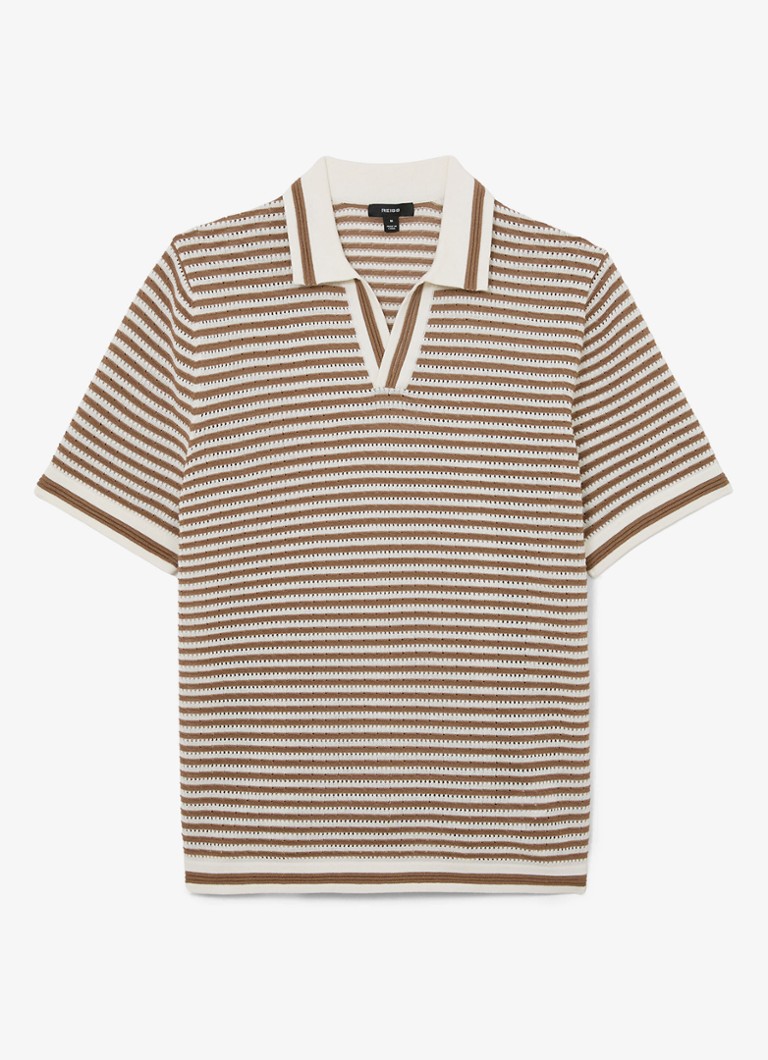 Reiss Heren Carlford regular fit polo in linnenblend met streepprint in de kleur Camel
