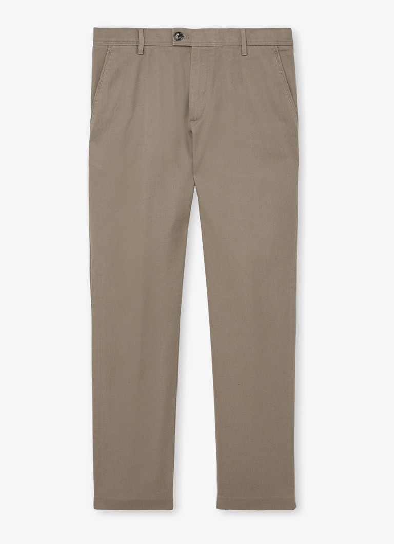 Reiss Heren Dobby straight fit chino van katoen in de kleur Lichtbruin