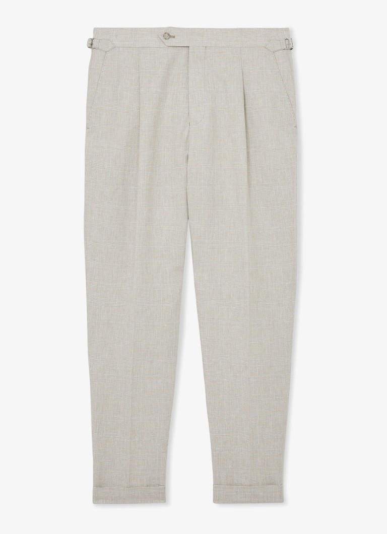 Reiss Heren Finch tapered fit pantalon in linnenblend in de kleur Oatmeal / Beige