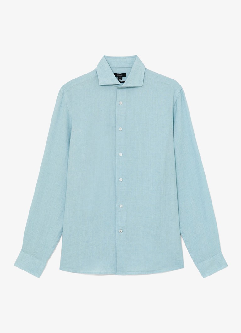 Reiss Heren Ruban regular fit overhemd van linnen in de kleur Blauw