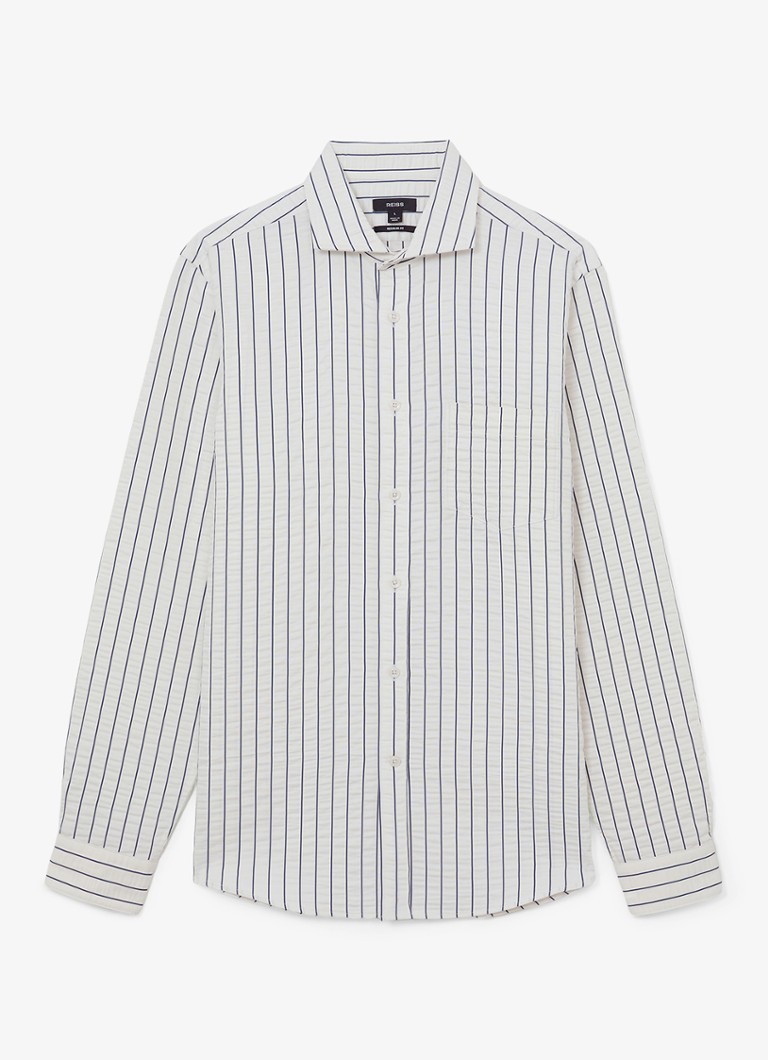 Reiss Heren Dupree regular fit overhemd met streepprint en borstzak in de kleur Wit