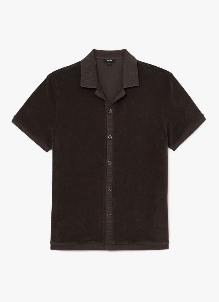 Reiss Heren Eden overhemd van badstof in de kleur Chocoladebruin