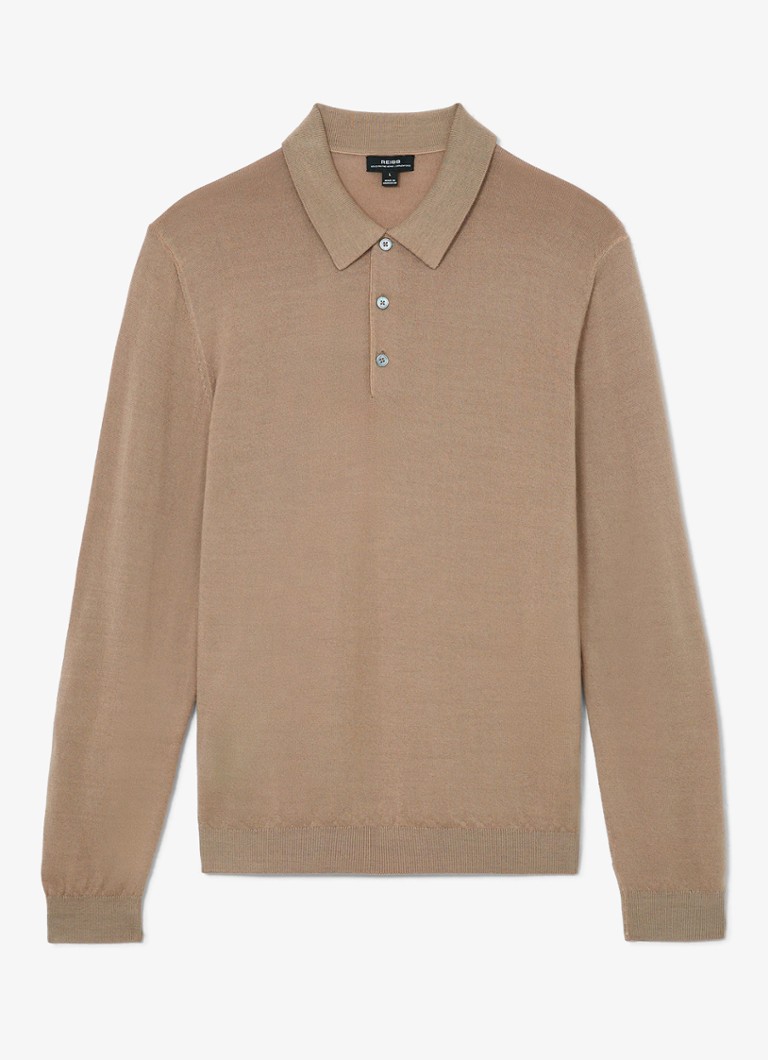 Reiss Heren Jay regular fit polo met structuur in de kleur Taupe Brown / Bruin