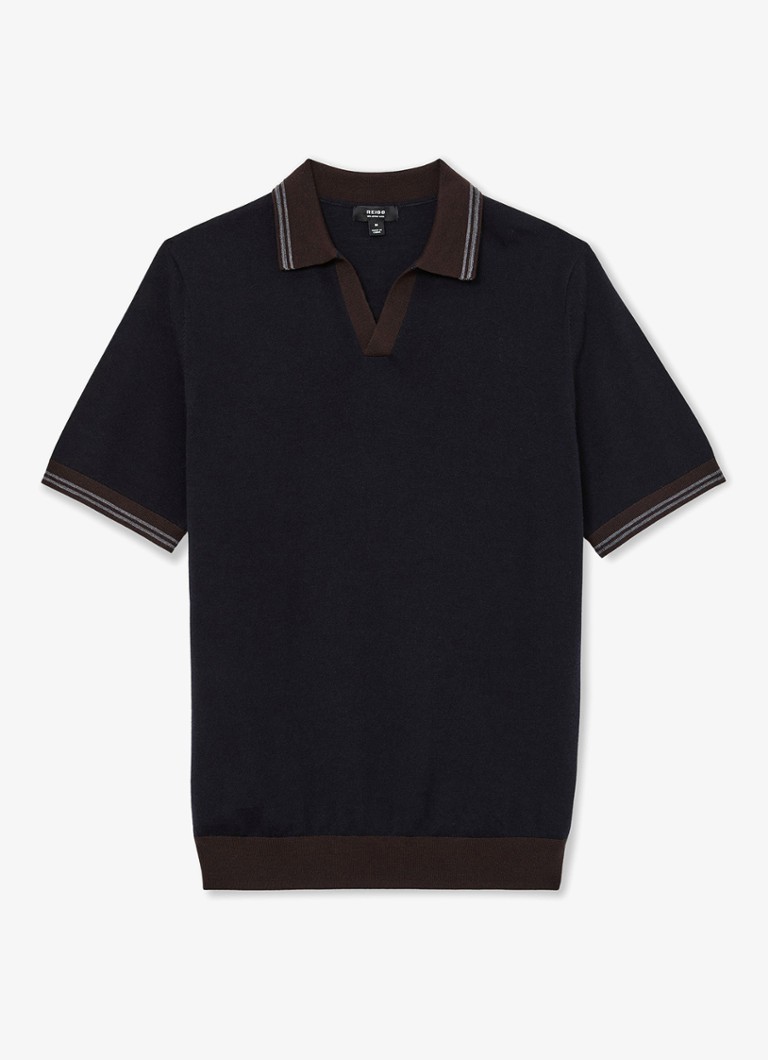 Reiss Heren Redmire regular fit polo van merino wol in de kleur Donkerblauw