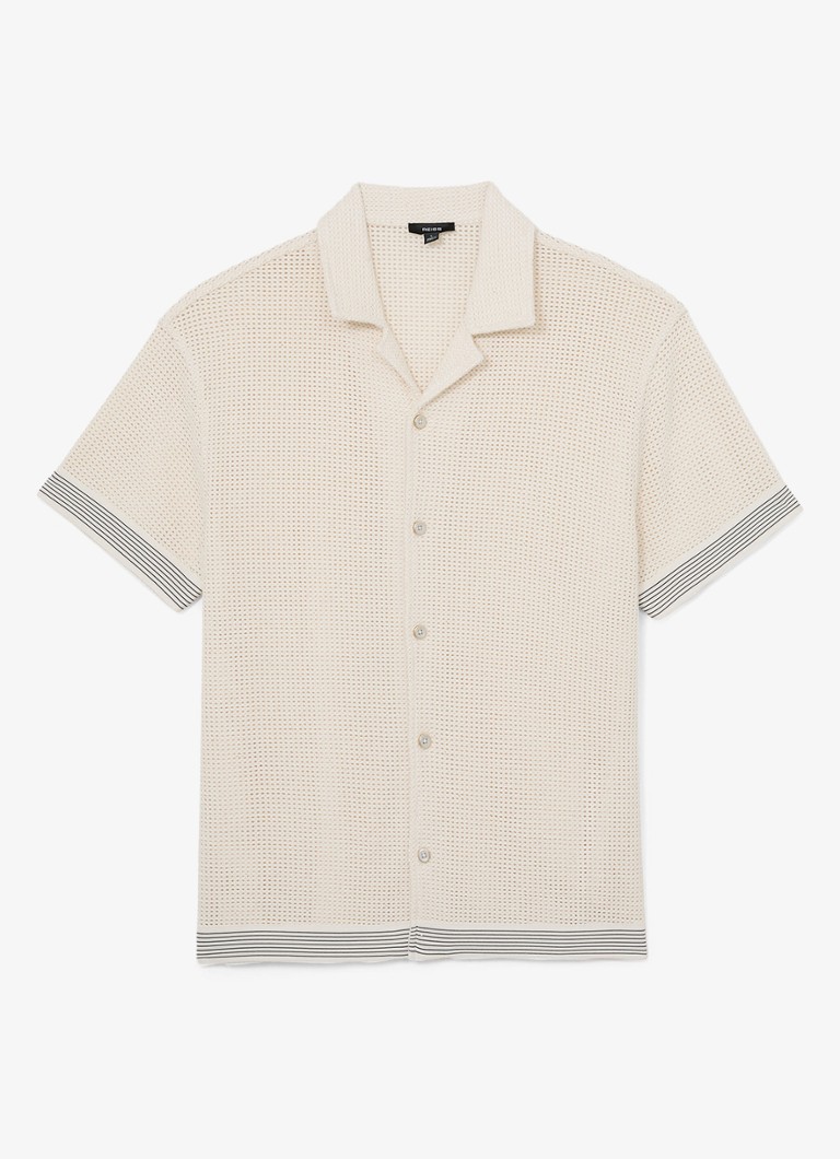 Reiss Heren Aliso overhemd van crochet in de kleur Creme