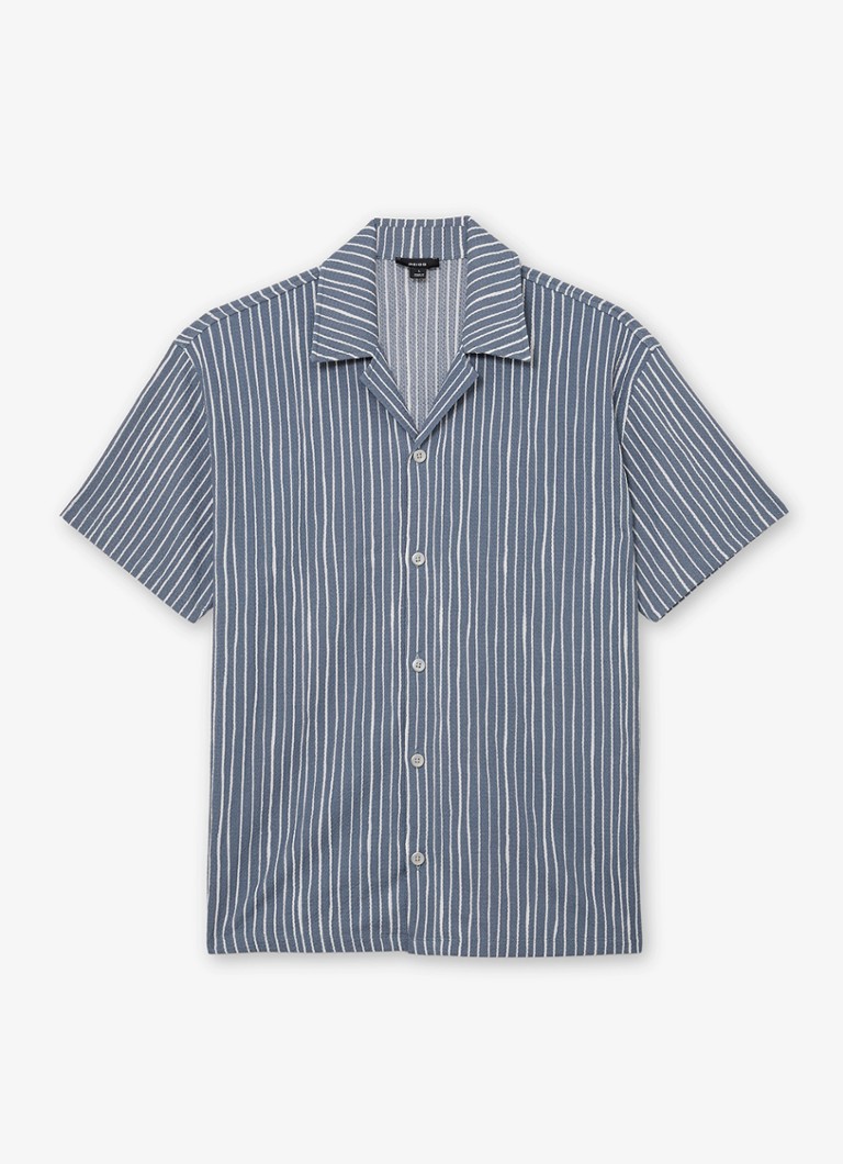 Reiss Heren Max regular fit overhemd met streepprint in de kleur Airforce Blue / Blauw