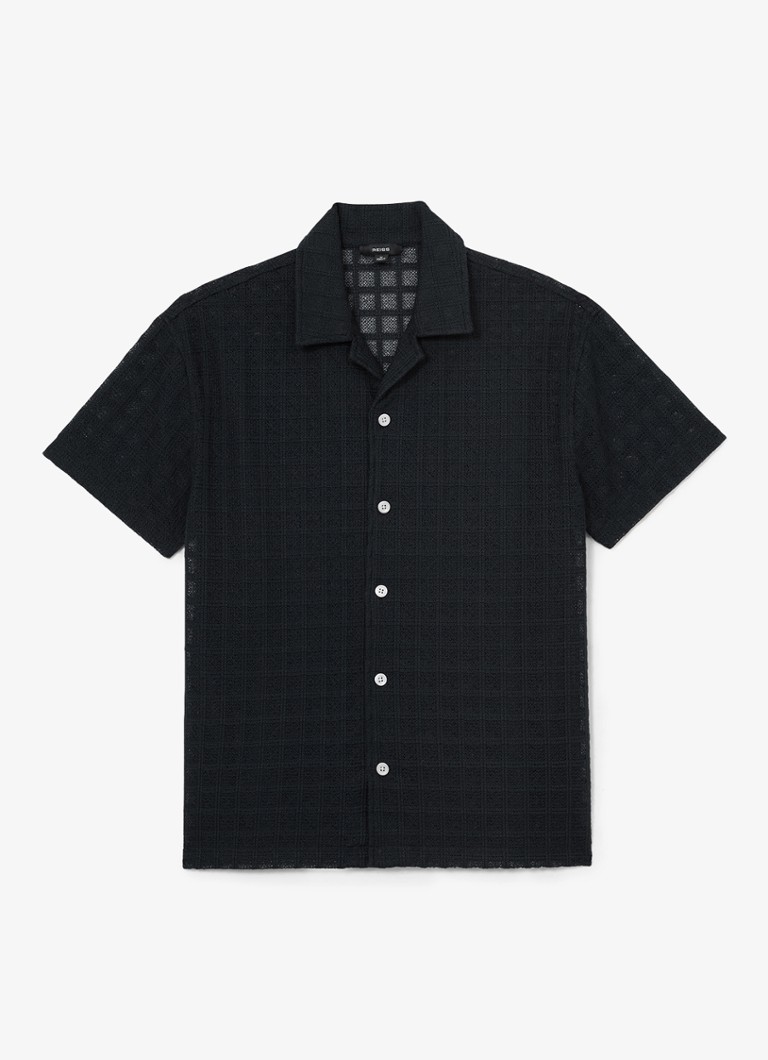 Reiss Heren Belardo overhemd met structuur in de kleur Donkerblauw