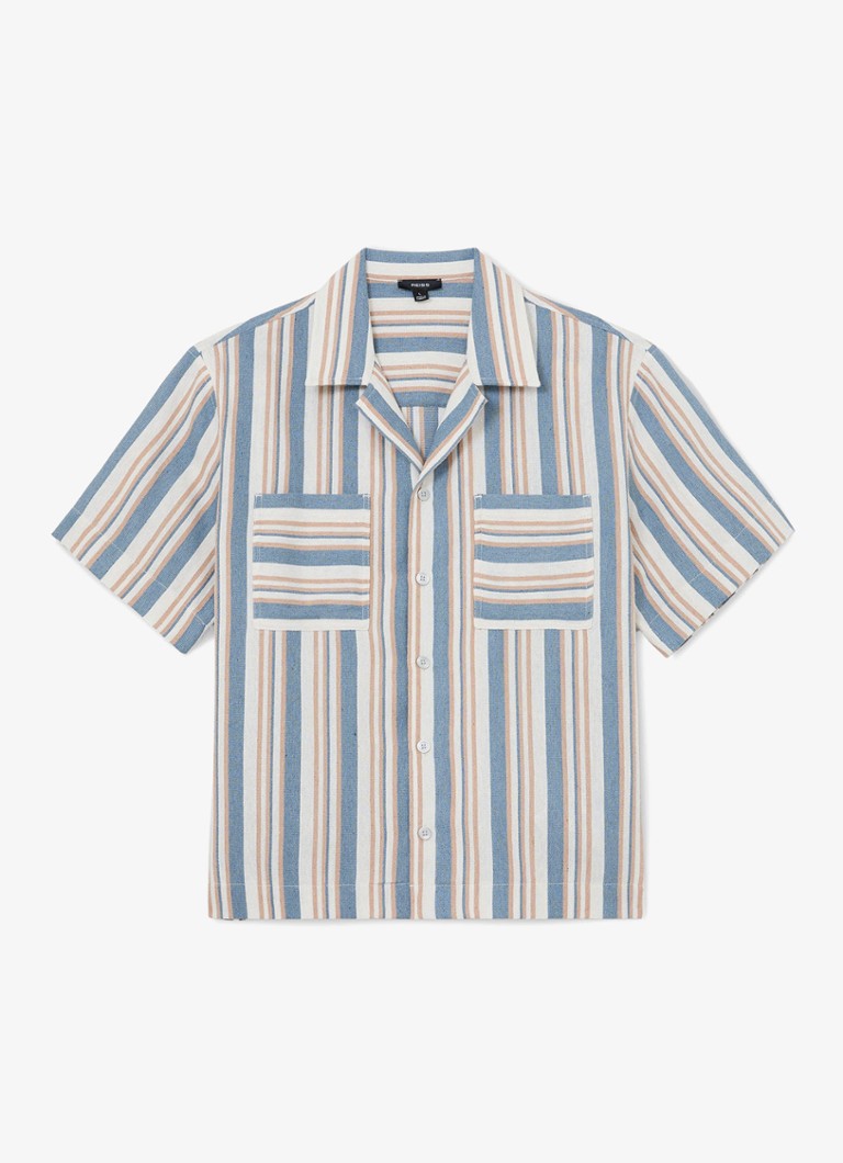 Reiss Heren Celeste regular fit overhemd met streepprint in de kleur Blue/Ecru