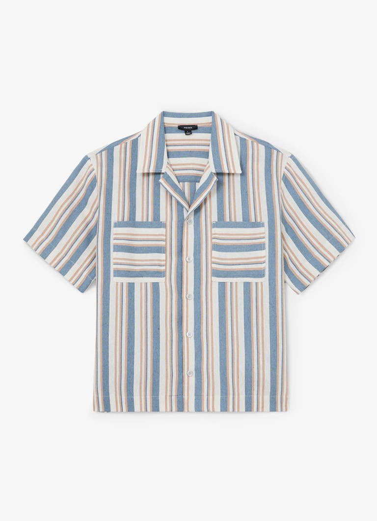 Reiss Heren Celeste regular fit overhemd met streepprint in de kleur Blue/Ecru