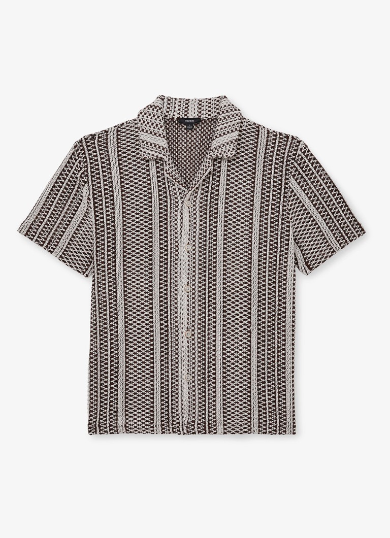 Reiss Heren Aetos regular fit overhemd van van crochet in de kleur Donkerbruin