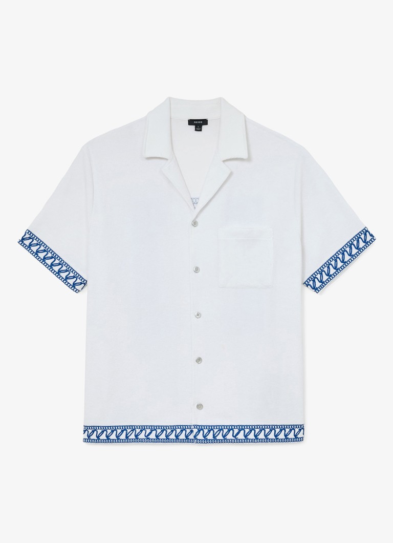 Reiss Heren Bleeker regular fit overhemd met borduring in de kleur White / Wit