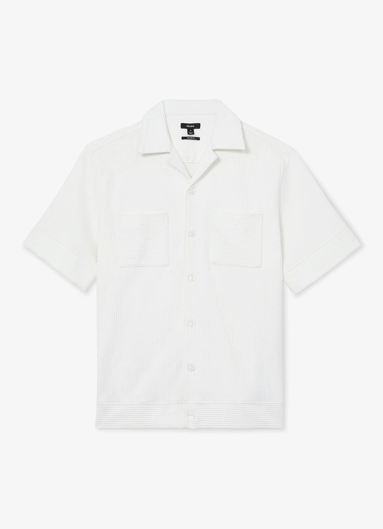 Reiss Heren Odessa regular fit overhemd met structuur in de kleur White / Wit