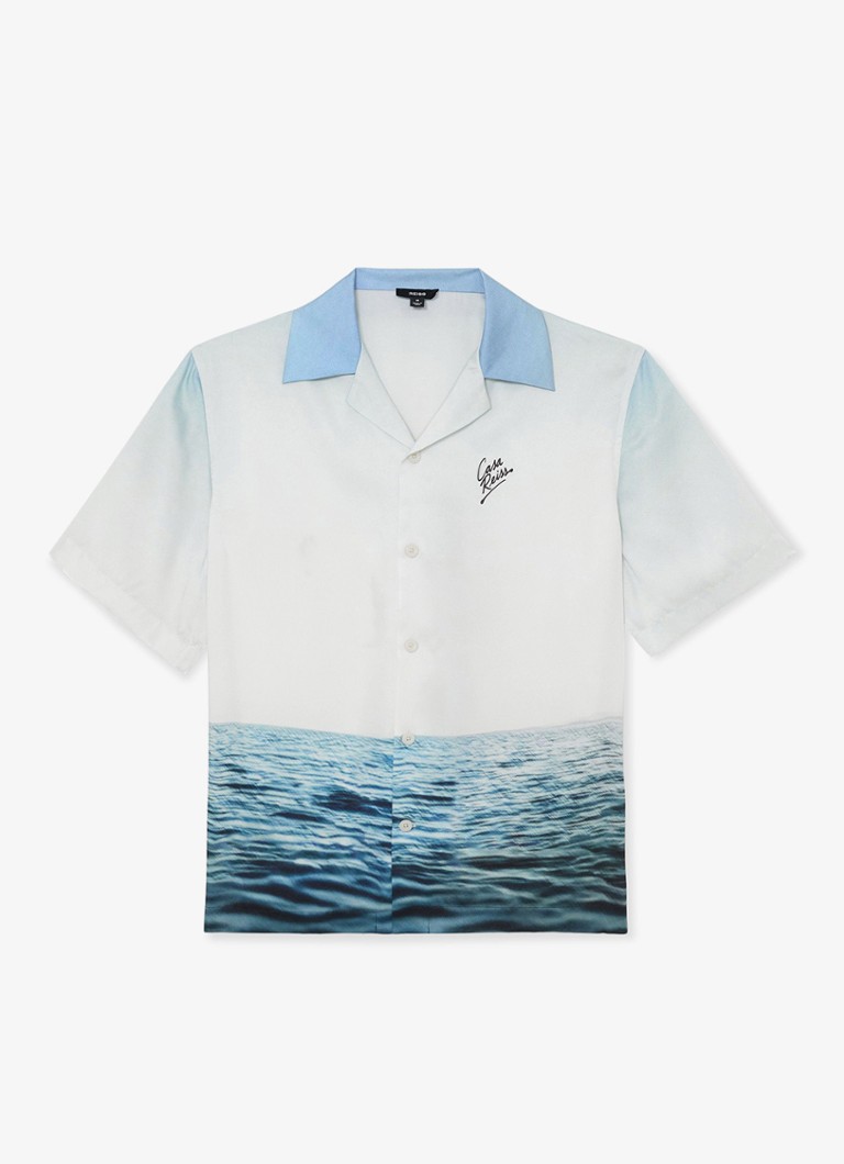 Reiss Heren Regular fit overhemd met print in de kleur Lichtblauw