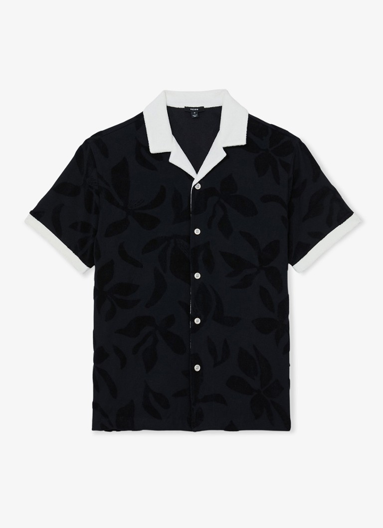 Reiss Heren Zuma overhemd met badstof in de kleur Donkerblauw