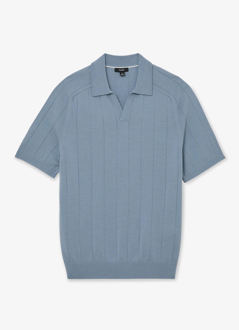 Reiss Heren Chelmsford slim fit polo van merinowol in de kleur Armour Blue / Blauw