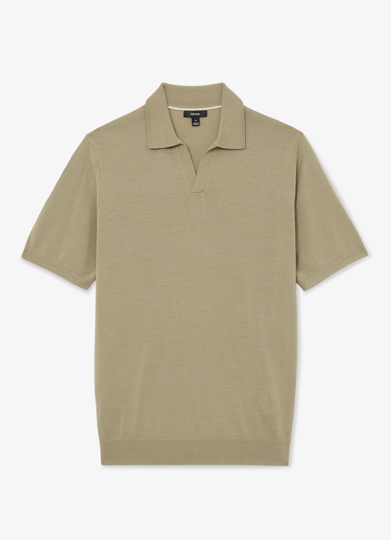 Reiss Heren Regular fit polo met gemêleerd dessin in de kleur Soft Olive Green / Groen