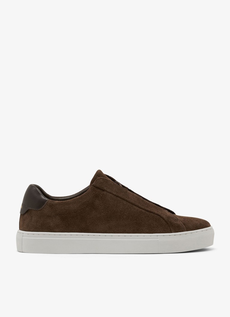 Reiss Heren Jenson sneaker van suède in de kleur Chocoladebruin