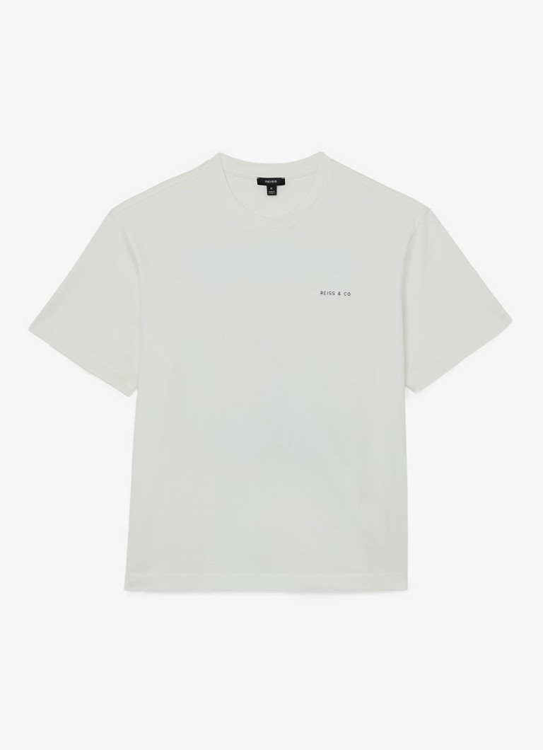 Reiss Heren Splash T-shirt met front- en backprint in de kleur White / Wit