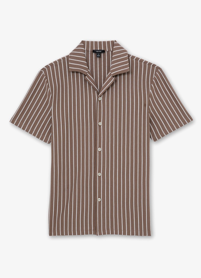 Reiss Heren Percy overhemd met streepprint en structuur in de kleur Bruin