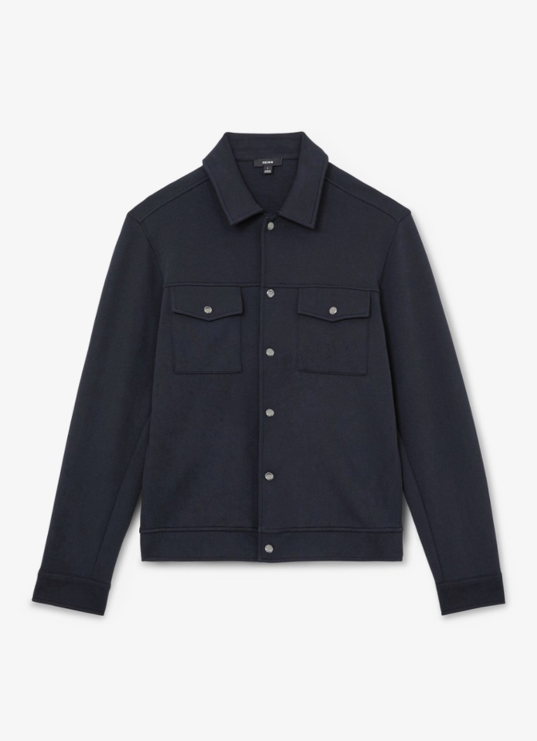Reiss Heren Thom regular fit overshirt met borstzak in de kleur Navy / Blauw
