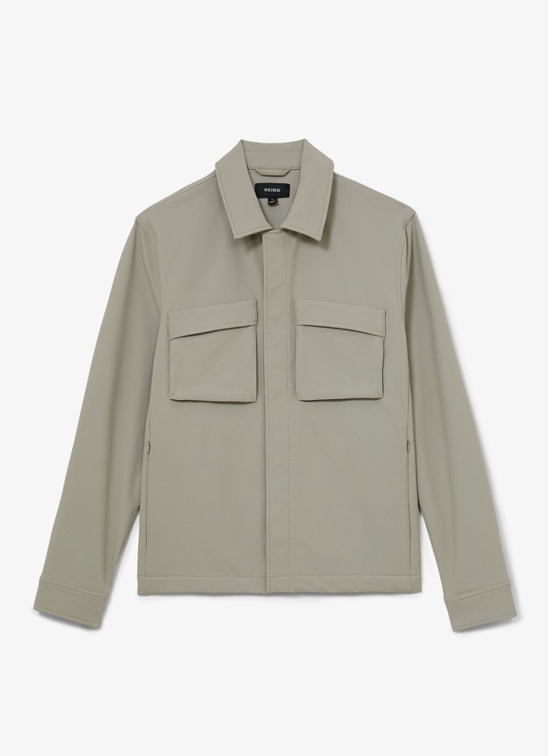 Reiss Heren Divide regular fit overshirt met borstzak in de kleur Stone / Beige