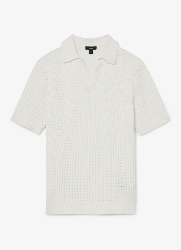 Reiss Heren Regular fit polo met opengewerkt dessin in de kleur Wit