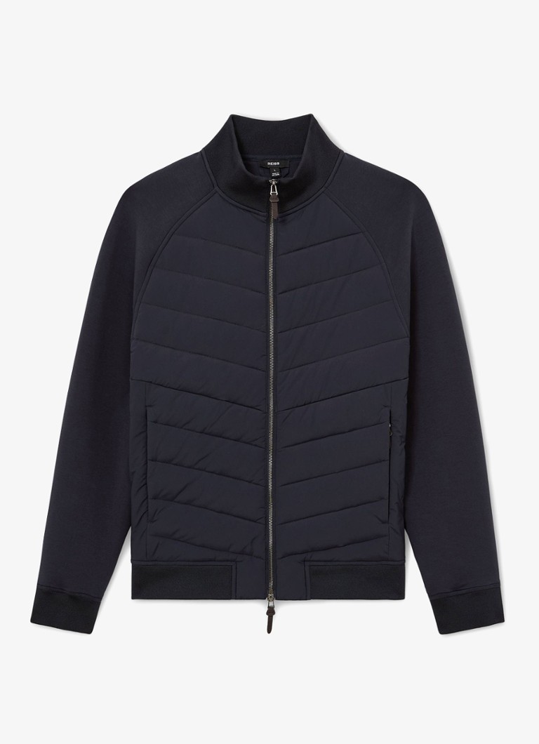 Reiss Heren Calvorn gewateerde jack met quiltpatroon in de kleur Navy / Blauw